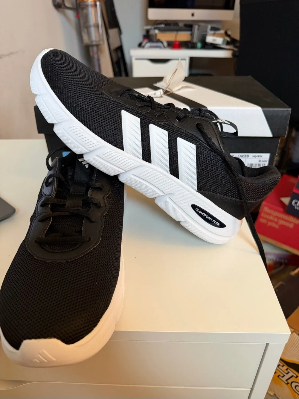 adidas Men’s Black and White Athletic Sneakers